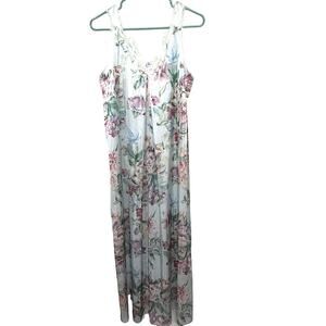 Vintage Chiha Floral and Lace Sleeveless Nightgown Ankle Length Women's Size S